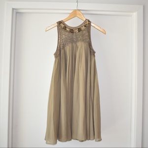 Anthropologie Brown Chiffon Dress